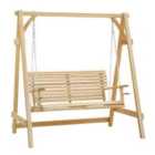Outsunny Outdoor 2 Seater Larch Wood Wooden Garden Swing Chair Seat Hammock Bench Lounger