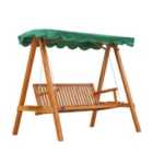 Outsunny Swing Chair 3 Seater Swinging Wooden Hammock Garden Seat Outdoor Canopy - Green