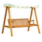 Outsunny Swing Chair 3 Seater Swinging Wooden Hammock Garden Seat Outdoor Canopy - Cream