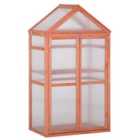 Outsunny 80x47x138cm Wood Cold Frame Greenhouse For Plants Pc Board Orange