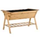 Outsunny Free Standing Wooden Planter Garden Raised Bed W/ Shelf 148.5x79x82cm