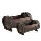 Outsunny 2Pcs Wooden Flower Plant Pot Outdoor and Indoor Plant Box With Solid Wood