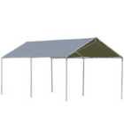 Outsunny 2-rooms Outdoor Carport Galvanized Steel Frame Tent UV Resistant Grey