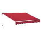 Outsunny 4x2.5m Manual Awning w/ Handle Red