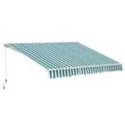 Outsunny Garden Sun Shade Canopy Retractable Awning 3 x 2.5M Green And White