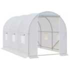 Outsunny Large Walk-in Poly Tunnel Galvanised Greenhouse Grow Tent