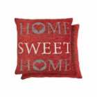 Emma Barclay Home Sweet Home Jacquard Cushion (Pair) Cover In Burnt Orange
