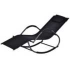 Outsunny Rocking Zero Gravity Lounge Chair w/ Pillow - Black