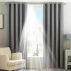 Riva Home Twilight Blackout Ringtop Eyelet Curtains (Pair) Polyester Silver (229X229Cm)