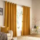 Furn. Ellis Windowpane Check Ringtop Eyelet Curtains (Pair) Polyester Ochre (229X229Cm)