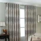 Paoletti Oakdale Tree Motif Ringtop Eyelet Curtains (Pair) Polyester Silver (229X183Cm)