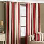Riva Home Broadway Modern Stripe Ringtop Eyelet Curtains (Pair) Polycotton Raspberry (168X183Cm)