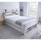 Fabio White Wooden Bookcase Storage Bed Double With 1 Drawer