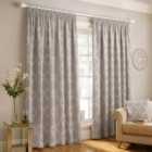 Paoletti Olivia Embroidered Pencil Pleat Curtains (Pair) Polyester Grey (229X183Cm)