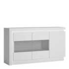 Lyon 3 Door Glazed Sideboard Including Led Lighting In White And High Gloss