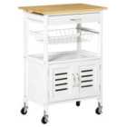 Homcom Rolling Kitchen Island Trolley Utility Cart On Wheels With Bamboo Top
