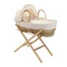 Waffle Palm Moses Basket in Cream & Natural Folding Stand - Cream