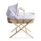 Dimple Palm Moses Basket in White & Natural Folding Stand - White