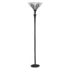 Luminosa Astoria 1 Light Floor Lamp Uplighter Black, Tiffany Style Glass, E27