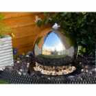Tranquility 30Cms Stainless Steel Sphere Solar Powered Water Feature