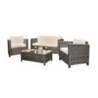 Rattan 4 Seat Wicker Weave Garden Furniture Conservatory Sofa Set - Grey