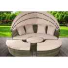 210Cm Rattan Sun Island Day Bed Outdoor Garden Furniture With Waterproof Cover - Grey