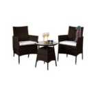 3pc Rattan Bistro Set, 2 Chairs & Coffee Table w/Cover Brown