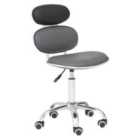 Interiors By Ph Black PU Faux Leather Home Office Chair With Chrome Base