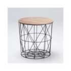 LPD Furniture Cosmo Cage Table Black with Oak Finish Top