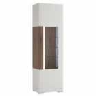 Toronto Tall Narrow Glazed Display Cabinet With Internal Shelves (inc. Plexi Lighting) In White And Oak Effect