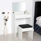 HOMCOM Two Piece Dressing Table Set With Padded Stool Flip Up Mirror White