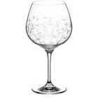 Diamante Home Floral Collection Etched Gin Glass