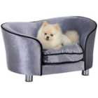Pawhut Pet Sofa w/ Storage Pocket Removable Cushion - Grey