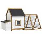 Pawhut Chicken Coop Hen House With Outdoor Run Nesting Box Removable Tray Window