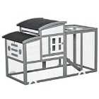 Pawhut Chicken Coop Wooden Poultry Cage With Openable Roof Tray Nesting Box - Grey