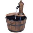 Outsunny Garden Barrel Water Fountain Patio Wood Electric Water Feature With Pump - Brown