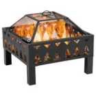Outsunny Outdoor Fire Pit With Screen And Poker Backyard Wood Burner - Black