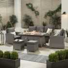 Pacific Lifestyle Barbados Seating (3 Seater Sofa) with Relaxed Dining Fire Pit Table - Slate Grey