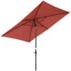 Outsunny 2x3m Garden Parasol Rectangular Umbrella - Red