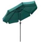 Outsunny 2.7M Patio Umbrella Garden Parasol With Crank Ruffles 8 Ribs - Green