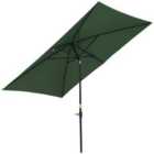 Outsunny 2 X 3M Garden Parasol Rectangular Market Umbrella - Green