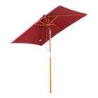 Outsunny Wooden Patio Umbrella Market Parasol Outdoor Sunshade - Wine Red