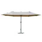 Outsunny Sun Umbrella Canopy 4.6m w/ Crank - Khaki