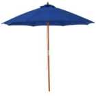 Outsunny 2.5M Wooden Garden Parasol Outdoor Umbrella Canopy With Vent - Blue
