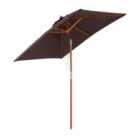 Outsunny Wooden Patio Umbrella - Coffee Brown