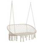 Outsunny Hanging Hammock Chair Macrame Seat For Patio Garden 130W X 75D X 35Hcm - Cream & White