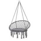 Outsunny Macrame Hanging Chair Swing Hammock For Indoor & Outdoor Use - Grey