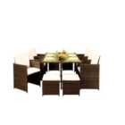 10 Seater Rattan Garden Furniture Set - 6 Chairs 4 Stools & Dining Table - Gold