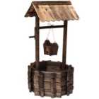 Outsunny Wishing Well Planter Bucket Home Decoration Garden Outdoor Backyard - Brown
