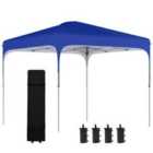 Outsunny Pop Up Gazebo Foldable With Wheeled Carry Bag & 4 Weight Bags - Blue